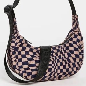 BAGGU Mini Crescent Bag — Trippy Checkered Design